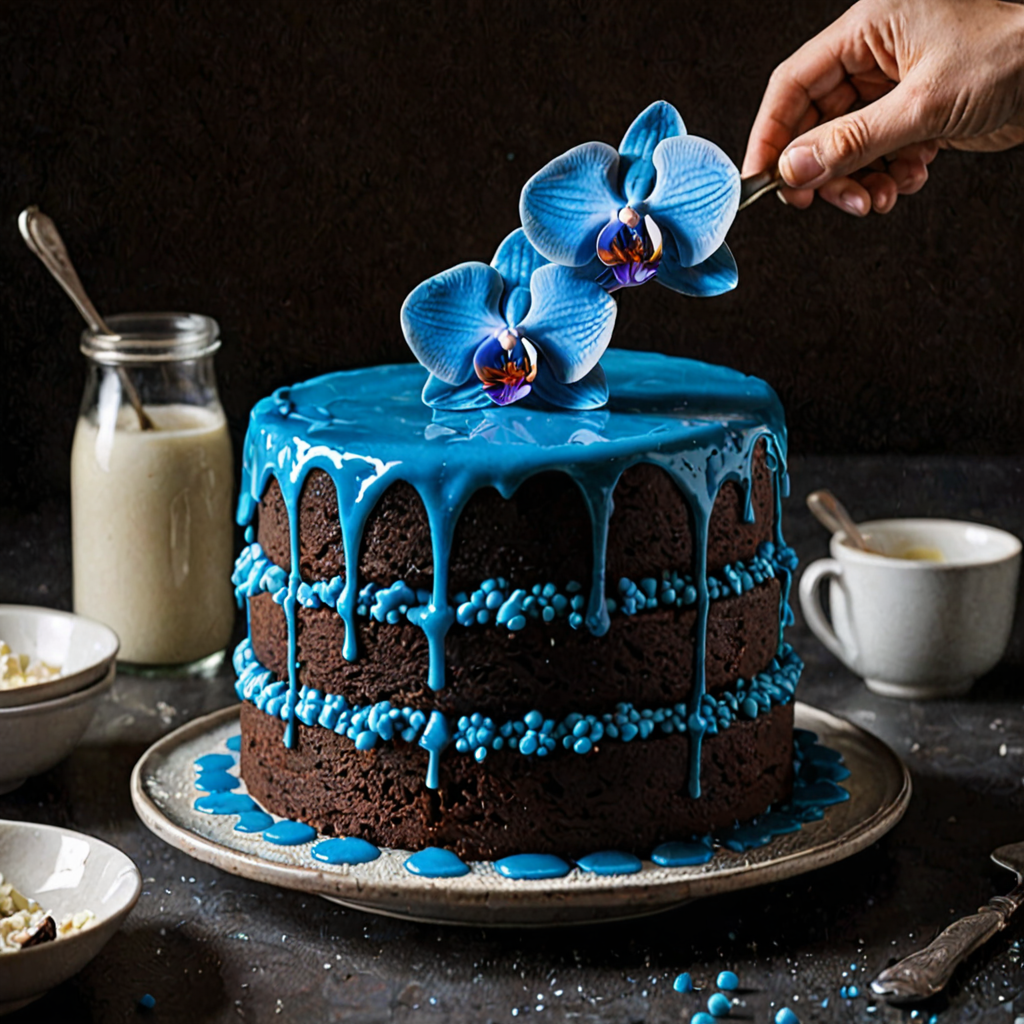 AI-generated surreal art for: Cerulean Oblivion: A Recipe for Name-Forget Cake