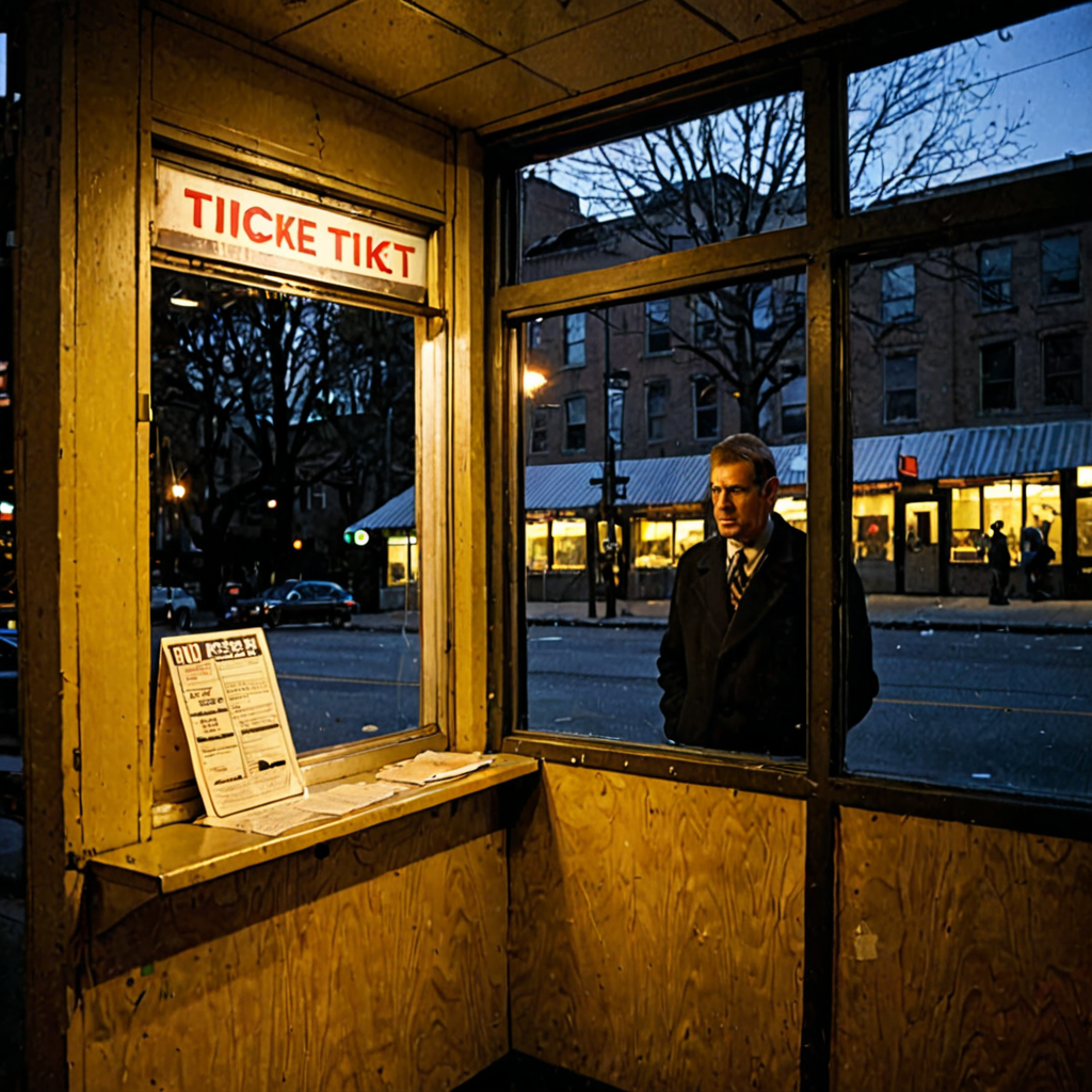 AI-generated surreal art for: Ticket Window Shade Drop