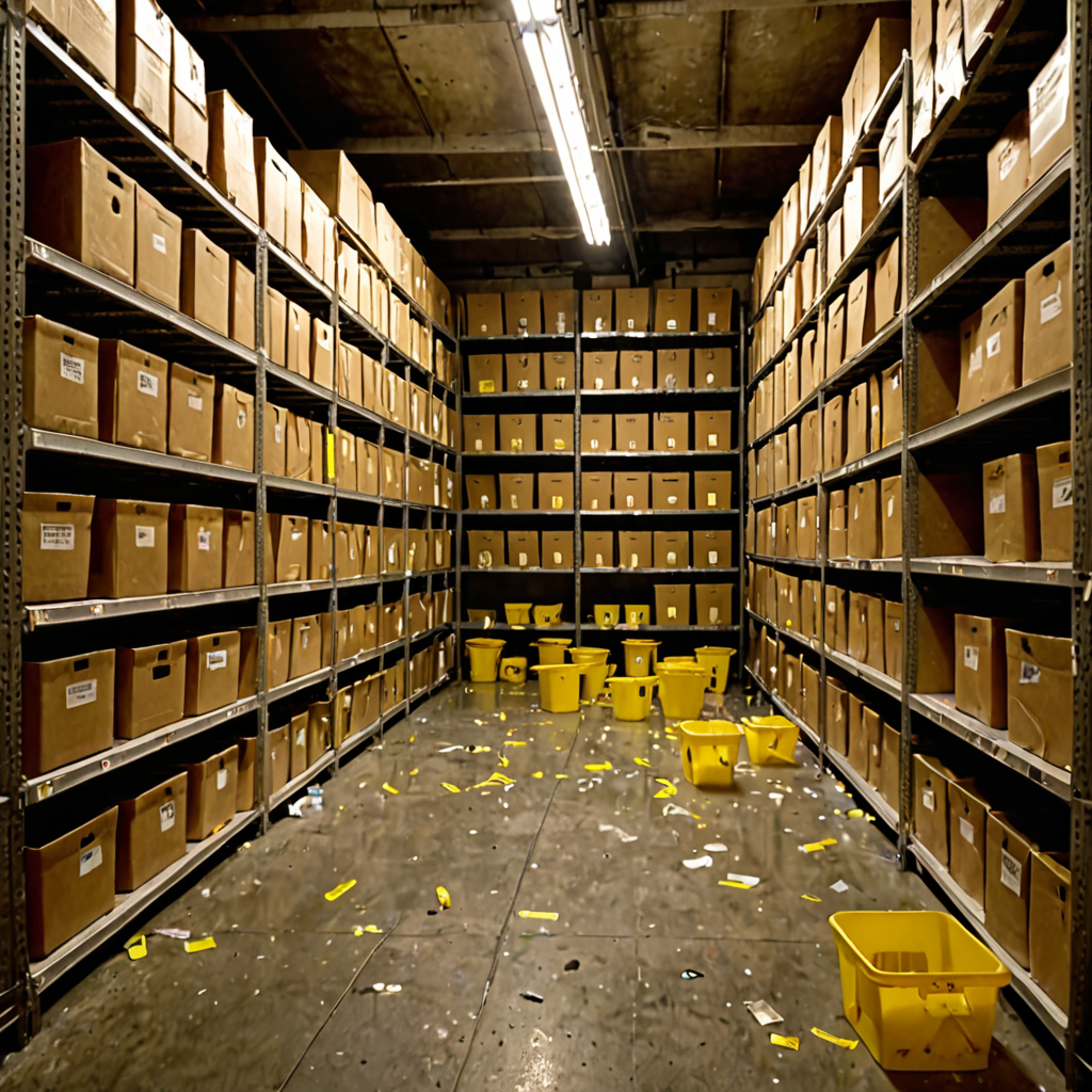 AI-generated surreal art for: Spiral of Empty Plastic Bins