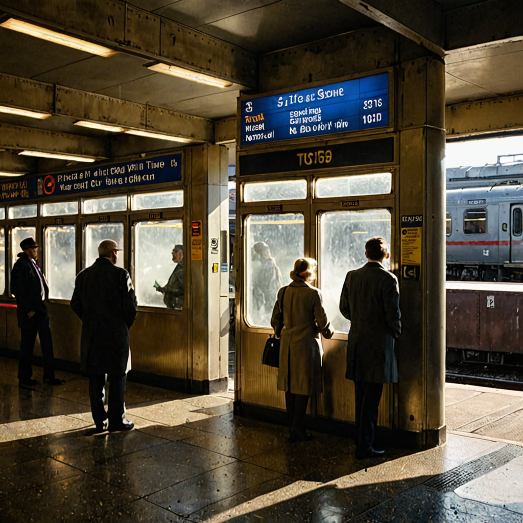 AI-generated surreal art for: Shade lowering at the ticket window