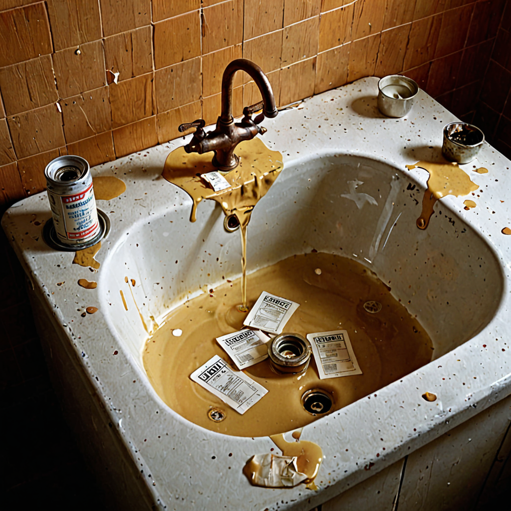 AI-generated surreal art for: Sink drip and old labels